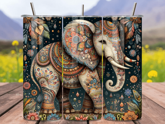 Download Boho Mandala Elephant Tumbler Wrap PNG - Boho Collection