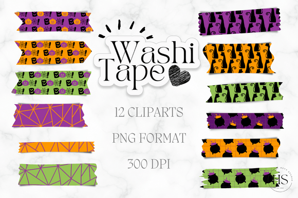 Download 12 Happy Halloween Washi Tape PNG Bundle - Happy Collection