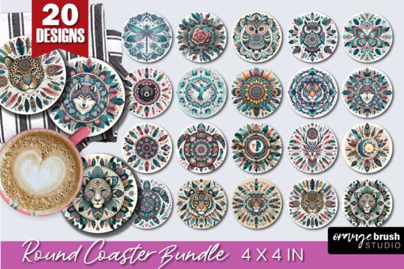 Download Boho Mandala Round Coaster Bundle - Boho Collection