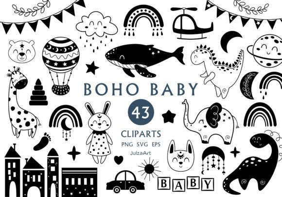 Download Boho Baby Svg, Black Bohemian Clipart - Boho Collection