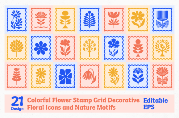 Download Decorative Floral Icons and Nature Motif - Motif Collection