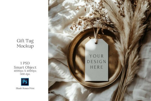 Download Boho Gift Tag Mockup PSD Smart Object - Boho Collection