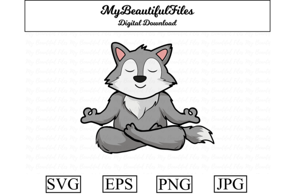 Download Yoga Wolf Meditation Cartoon - Premium Resources